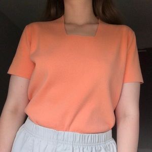 Villager by Liz Claiborne orange creamsicle square neck top